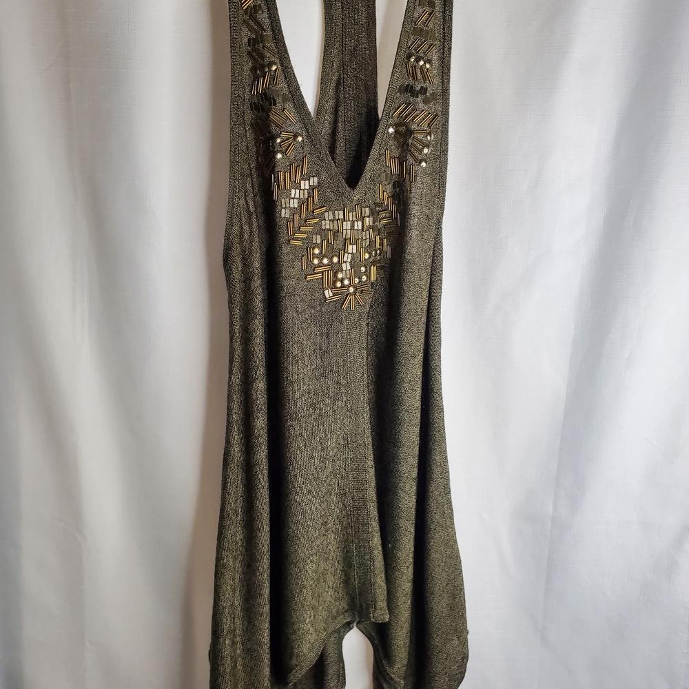 Embellished Olive Green Women's Top